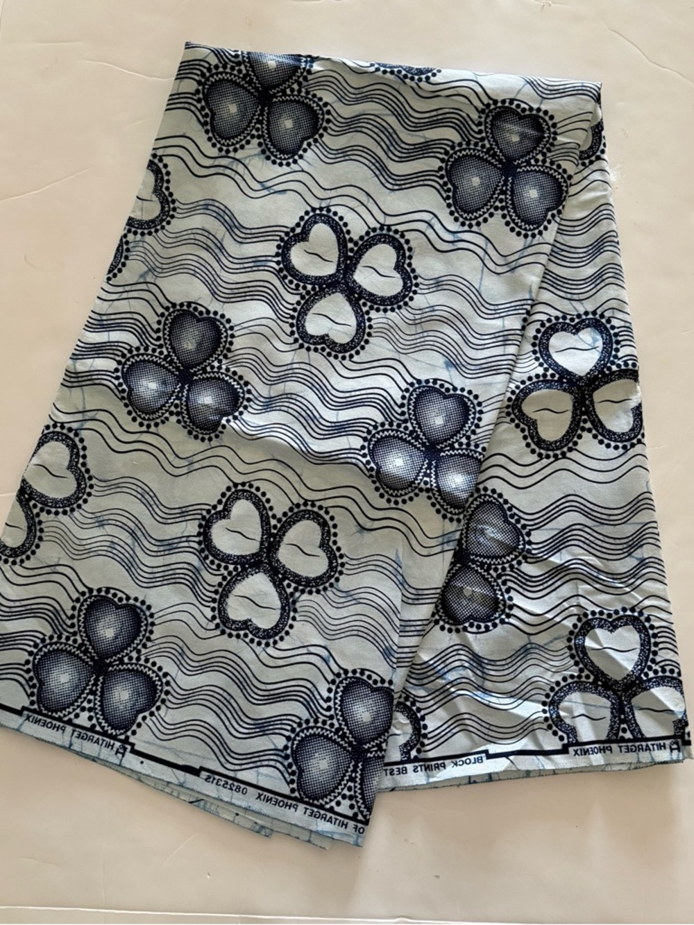 Navy and White Cotton Fabric